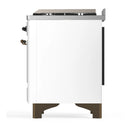 ILVE Majestic III 36-inch Dual Fuel Range with 5 Liquid Propane Burner, Griddle and Triple Glass Door Electric Oven in White with Burnished Trim (UM36FNR3WHBLP)
