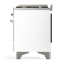 ILVE Majestic III 36-inch Dual Fuel Range with 5 Liquid Propane Burner, Griddle and Triple Glass Door Electric Oven in White with Chrome Trim (UM36FNR3WHCLP)