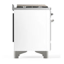 ILVE Majestic III 36-inch Dual Fuel Range with 5 Liquid Propane Burner, Griddle and Triple Glass Door Electric Oven in White with Chrome Trim (UM36FNR3WHCLP)