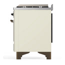 ILVE Majestic III 36-inch Dual Fuel Range with 6 Natural Gas Burner, Griddle and Solid Door Electric Oven in Antique White with Burnished Trim (UM36FQNR3AWB)