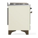 ILVE Majestic III 36-inch Dual Fuel Range with 5 Liquid Propane Burner, Griddle and Solid Door Electric Oven in Antique White with Burnished Trim (UM36FQNR3AWBLP)