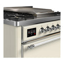 ILVE Majestic III 36-inch Dual Fuel Range with 6 Natural Gas Burner, Griddle and Solid Door Electric Oven in Antique White with Chrome Trim (UM36FQNR3AWC)