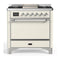ILVE Majestic III 36-inch Dual Fuel Range with 5 Liquid Propane Burner, Griddle and Solid Door Electric Oven in Antique White with Chrome Trim (UM36FQNR3AWCLP)