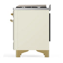 ILVE Majestic III 36-inch Dual Fuel Range with 6 Natural Gas Burner, Griddle and Solid Door Electric Oven in Antique White with Brass Trim (UM36FQNR3AWG)