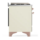ILVE Majestic III 36-inch Dual Fuel Range with 6 Natural Gas Burner, Griddle and Solid Door Electric Oven in Antique White with Copper Trim (UM36FQNR3AWP)