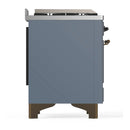 ILVE Majestic III 36-inch Dual Fuel Range with 6 Natural Gas Burner, Griddle and Solid Door Electric Oven in Blue Grey with Burnished Trim (UM36FQNR3BGB)