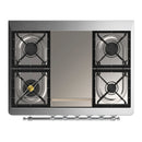 ILVE Majestic III 36-inch Dual Fuel Range with 6 Natural Gas Burner, Griddle and Solid Door Electric Oven in Blue Grey with Chrome Trim (UM36FQNR3BGC)