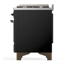 ILVE Majestic III 36-inch Dual Fuel Range with 5 Liquid Propane Burner, Griddle and Solid Door Electric Oven in Glossy Black with Burnished Trim (UM36FQNR3BKBLP)