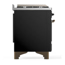 ILVE Majestic III 36-inch Dual Fuel Range with 5 Liquid Propane Burner, Griddle and Solid Door Electric Oven in Glossy Black with Burnished Trim (UM36FQNR3BKBLP)
