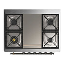 ILVE Majestic III 36-inch Dual Fuel Range with 5 Liquid Propane Burner, Griddle and Solid Door Electric Oven in Glossy Black with Burnished Trim (UM36FQNR3BKBLP)