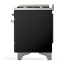 ILVE Majestic III 36-inch Dual Fuel Range with 5 Liquid Propane Burner, Griddle and Solid Door Electric Oven in Glossy Black with Chrome Trim (UM36FQNR3BKCLP)