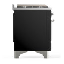 ILVE Majestic III 36-inch Dual Fuel Range with 5 Liquid Propane Burner, Griddle and Solid Door Electric Oven in Glossy Black with Chrome Trim (UM36FQNR3BKCLP)