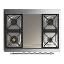 ILVE Majestic III 36-inch Dual Fuel Range with 5 Liquid Propane Burner, Griddle and Solid Door Electric Oven in Glossy Black with Chrome Trim (UM36FQNR3BKCLP)