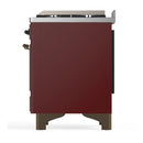 ILVE Majestic III 36-inch Dual Fuel Range with 6 Natural Gas Burner, Griddle and Solid Door Electric Oven in Burgundy with Burnished Trim (UM36FQNR3BUB)