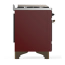ILVE Majestic III 36-inch Dual Fuel Range with 5 Liquid Propane Burner, Griddle and Solid Door Electric Oven in Burgundy with Burnished Trim (UM36FQNR3BUBLP)