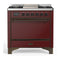 ILVE Majestic III 36-inch Dual Fuel Range with 5 Liquid Propane Burner, Griddle and Solid Door Electric Oven in Burgundy with Burnished Trim (UM36FQNR3BUBLP)
