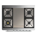 ILVE Majestic III 36-inch Dual Fuel Range with 6 Natural Gas Burner, Griddle and Solid Door Electric Oven in Burgundy with Chrome Trim (UM36FQNR3BUC)