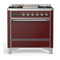 ILVE Majestic III 36-inch Dual Fuel Range with 5 Liquid Propane Burner, Griddle and Solid Door Electric Oven in Burgundy with Chrome Trim (UM36FQNR3BUCLP)