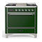 ILVE Majestic III 36-inch Dual Fuel Range with 5 Liquid Propane Burner, Griddle and Solid Door Electric Oven in Emerald Green with Chrome Trim (UM36FQNR3EGCLP)