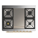 ILVE Majestic III 36-inch Dual Fuel Range with 6 Natural Gas Burner, Griddle and Solid Door Electric Oven in Emerald Green with Brass Trim (UM36FQNR3EGG)
