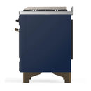 ILVE Majestic III 36-inch Dual Fuel Range with 5 Liquid Propane Burner, Griddle and Solid Door Electric Oven in Midnight Blue with Burnished Trim (UM36FQNR3MBBLP)