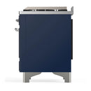 ILVE Majestic III 36-inch Dual Fuel Range with 6 Natural Gas Burner, Griddle and Solid Door Electric Oven in Midnight Blue with Chrome Trim (UM36FQNR3MBC)