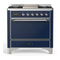 ILVE Majestic III 36-inch Dual Fuel Range with 5 Liquid Propane Burner, Griddle and Solid Door Electric Oven in Midnight Blue with Chrome Trim (UM36FQNR3MBCLP)