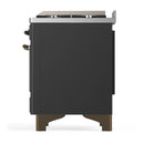 ILVE Majestic III 36-inch Dual Fuel Range with 6 Natural Gas Burner, Griddle and Solid Door Electric Oven in Graphite Matte with Burnished Trim (UM36FQNR3MGB)