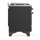ILVE Majestic III 36-inch Dual Fuel Range with 6 Natural Gas Burner, Griddle and Solid Door Electric Oven in Graphite Matte with Burnished Trim (UM36FQNR3MGB)
