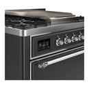 ILVE Majestic III 36-inch Dual Fuel Range with 5 Liquid Propane Burner, Griddle and Solid Door Electric Oven in Graphite Matte with Chrome Trim (UM36FQNR3MGCLP)