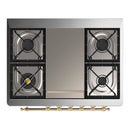 ILVE Majestic III 36-inch Dual Fuel Range with 5 Liquid Propane Burner, Griddle and Solid Door Electric Oven in Graphite Matte with Brass Trim (UM36FQNR3MGGLP)