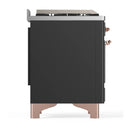 ILVE Majestic III 36-inch Dual Fuel Range with 6 Natural Gas Burner, Griddle and Solid Door Electric Oven in Graphite Matte with Copper Trim (UM36FQNR3MGP)