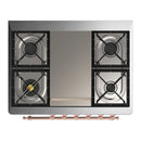 ILVE Majestic III 36-inch Dual Fuel Range with 6 Natural Gas Burner, Griddle and Solid Door Electric Oven in Graphite Matte with Copper Trim (UM36FQNR3MGP)