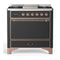 ILVE Majestic III 36-inch Dual Fuel Range with 6 Natural Gas Burner, Griddle and Solid Door Electric Oven in Graphite Matte with Copper Trim (UM36FQNR3MGP)