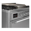 ILVE Majestic III 36-inch Dual Fuel Range with 5 Liquid Propane Burner, Griddle and Solid Door Electric Oven in Stainless Steel with Chrome Trim (UM36FQNR3SSCLP)