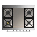 ILVE Majestic III 36-inch Dual Fuel Range with 5 Liquid Propane Burner, Griddle and Solid Door Electric Oven in Stainless Steel with Chrome Trim (UM36FQNR3SSCLP)