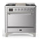 ILVE Majestic III 36-inch Dual Fuel Range with 5 Liquid Propane Burner, Griddle and Solid Door Electric Oven in Stainless Steel with Chrome Trim (UM36FQNR3SSCLP)