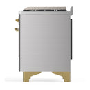ILVE Majestic III 36-inch Dual Fuel Range with 6 Natural Gas Burner, Griddle and Solid Door Electric Oven in Stainless Steel with Brass Trim (UM36FQNR3SSG)