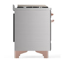 ILVE Majestic III 36-inch Dual Fuel Range with 6 Natural Gas Burner, Griddle and Solid Door Electric Oven in Stainless Steel with Copper Trim (UM36FQNR3SSP)