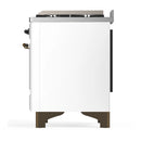 ILVE Majestic III 36-inch Dual Fuel Range with 6 Natural Gas Burner, Griddle and Solid Door Electric Oven in White with Burnished Trim (UM36FQNR3WHB)