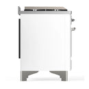 ILVE Majestic III 36-inch Dual Fuel Range with 6 Natural Gas Burner, Griddle and Solid Door Electric Oven in White with Chrome Trim (UM36FQNR3WHC)