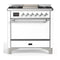 ILVE Majestic III 36-inch Dual Fuel Range with 5 Liquid Propane Burner, Griddle and Solid Door Electric Oven in White with Chrome Trim (UM36FQNR3WHCLP)