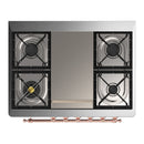 ILVE Majestic III 36-inch Dual Fuel Range with 6 Natural Gas Burner, Griddle and Solid Door Electric Oven in White with Copper Trim (UM36FQNR3WHP)