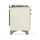 ILVE Majestic III 48-inch Dual Fuel Range with 5 Natural Gas Burner, Griddle and Triple Glass Door Electric Oven in Antique White with Chrome Trim (UM48FNR3AWC)