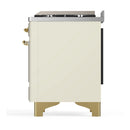 ILVE Majestic III 48-inch Dual Fuel Range with 5 Natural Gas Burner, Griddle and Triple Glass Door Electric Oven in Antique White with Brass Trim (UM48FNR3AWG)