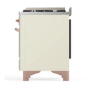 ILVE Majestic III 48-inch Dual Fuel Range with 5 Liquid Propane Burner, Griddle and Triple Glass Door Electric Oven in Antique White with Copper Trim (UM48FNR3AWPLP)