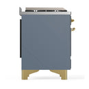 ILVE Majestic III 48-inch Dual Fuel Range with 5 Liquid Propane Burner, Griddle and Triple Glass Door Electric Oven in Blue Grey with Brass Trim (UM48FNR3BGGLP)
