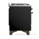 ILVE Majestic III 48-inch Dual Fuel Range with 5 Natural Gas Burner, Griddle and Triple Glass Door Electric Oven in Glossy Black with Burnished Trim (UM48FNR3BKB)