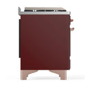 ILVE Majestic III 48-inch Dual Fuel Range with 5 Natural Gas Burner, Griddle and Triple Glass Door Electric Oven in Burgundy with Copper Trim (UM48FNR3BUP)