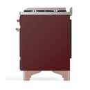 ILVE Majestic III 48-inch Dual Fuel Range with 5 Natural Gas Burner, Griddle and Triple Glass Door Electric Oven in Burgundy with Copper Trim (UM48FNR3BUP)